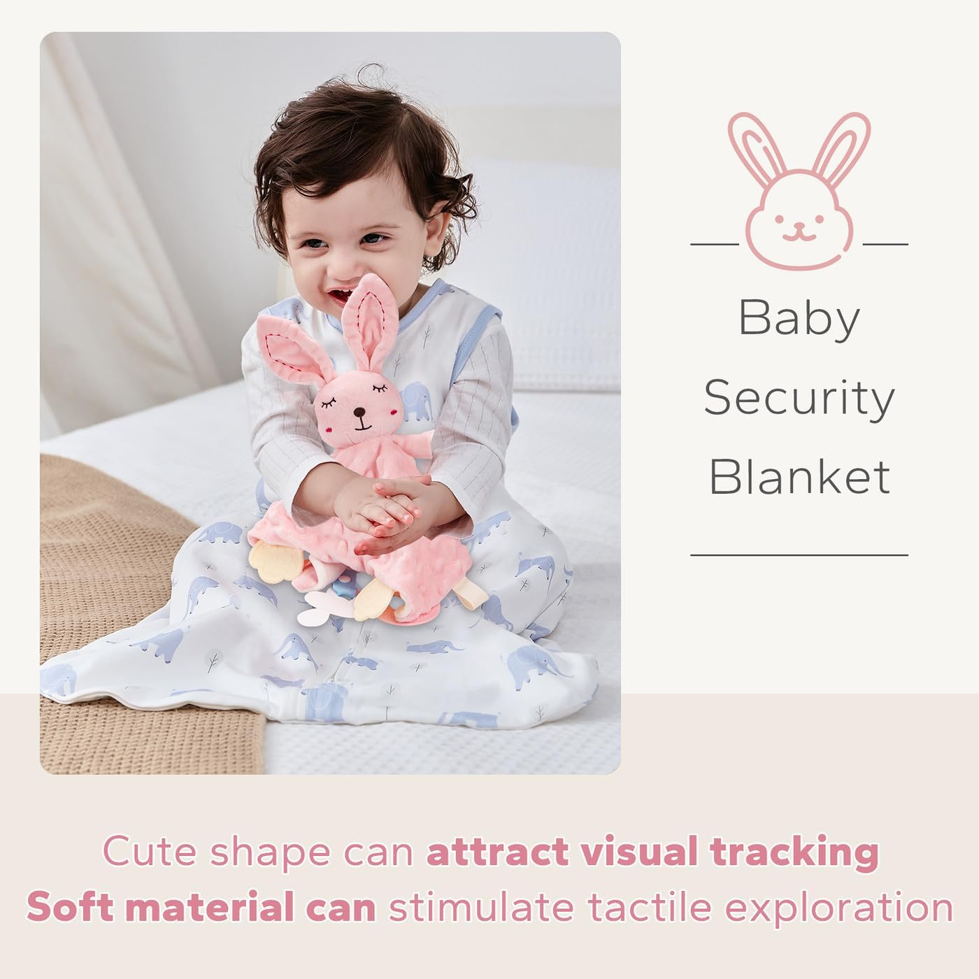 ZIGJOY Baby Security Blanket - Soft Bunny Lovey for Girls | Newborn Pink Rabbit Gift for Infants & Toddlers