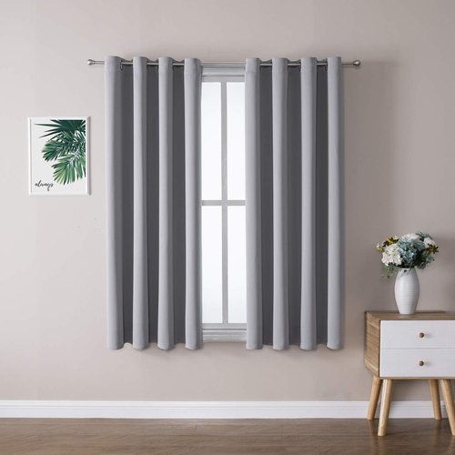 ChrisDowa Blackout Curtains - Thermal Insulated Room Darkening Panels for Bedroom & Living Room | Light Grey, 52 x 63 Inch