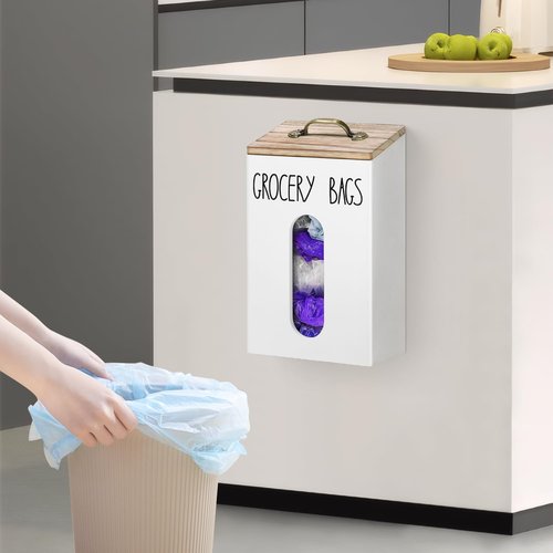 Farmhouse Grocery Bag Holder for Plastic Bags,Plastic Bag Holders for Grocery Bags,Bag Holder for Plastic Bags Groceries Store with Lid,Plastic Bag Holder Under Sink for Kitchen Storage Organization