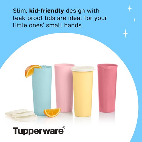 Tupperware Tumbler Set in Multicolor, 12 Count, Dishwasher Safe and BPA Free (12 Tumblers, 12 Lids, 16 fl oz each)