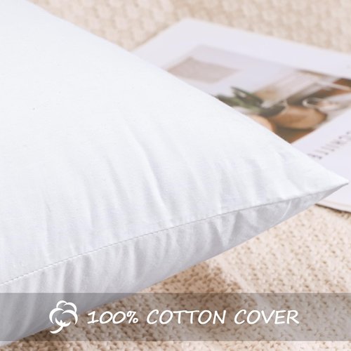 Artscope Synthetic Down Lumbar Pillow Insert, 14x36 Down Alternative Throw Pillow Insert. Ultra Soft Fluffy Sleeping Pillow with 100% Cotton Cover, Decorative Pillows Set of 2-White.