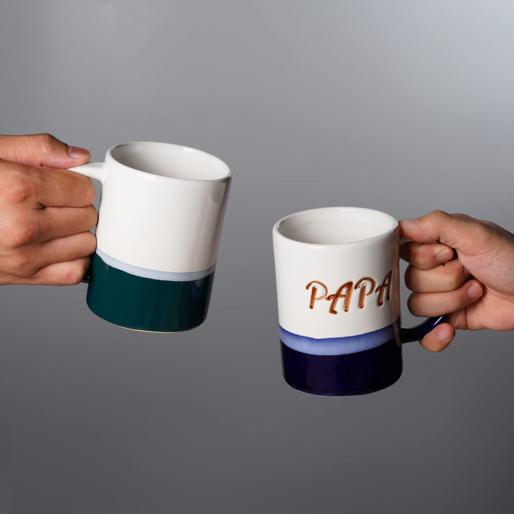 Ceramic Papa Coffee Mug 14 oz Tea Cup Gifts for Dad Husband Man Blue