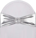 Skiennix Metallic Silver Stretch Chair Sashes - Durable Spandex Fitted Bows for Weddings & Events | 10 Pack