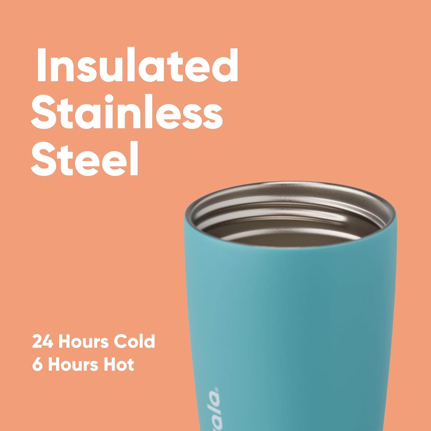 Owala SmoothSip Insulated Stainless Steel Coffee Tumbler - Reusable 12 oz Hot & Iced Coffee Cup | Grey/Blue