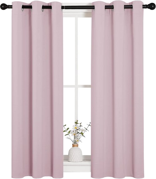 NICETOWN Blackout Curtain Panels - Thermal Insulated Drapes for Girls Room | Baby Pink & Lavender Pink, 29 x 45 Inch (1 Pair)