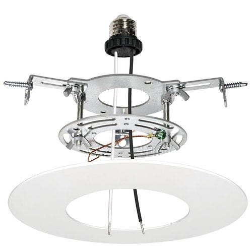 VTYXCTIGJ Recessed Can Light Conversion Kit for 5" and 6" Ceiling Light Fixtures Upgrade, Pendant/Hanging Light, Ceiling Fans Compatible, Includes 7¾" Flat Steel Medallion, White Finish (White-2)