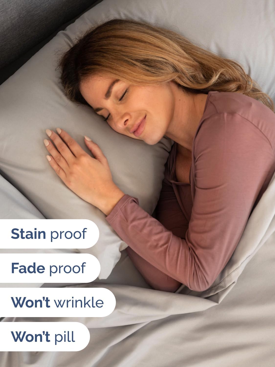 Skiennix Extra Deep Cal King Sheet Set - 6 Piece Breathable Cooling Bedding - Soft Wrinkle-Free Light Grey