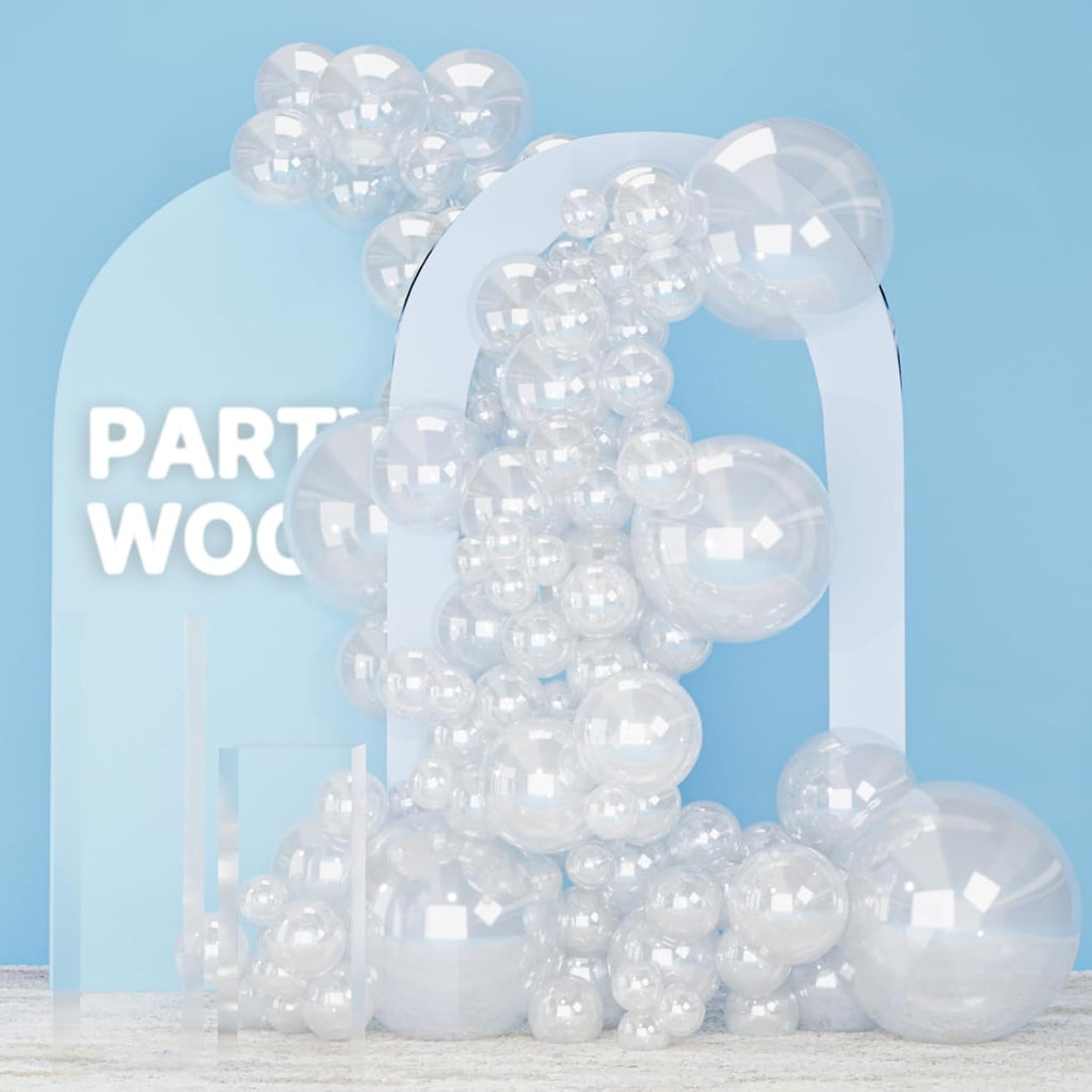 PartyWoo Clear Balloons - 120pcs Transparent Balloon Arch Kit for Weddings, Graduations & Parties | 5-18 Inch Sizes