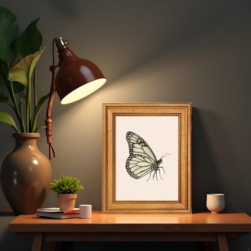 Netrorin Vintage Gold Framed Butterfly Canvas Wall Art - Elegant Home Decor for Living Room & Bedroom (10L x 8W)