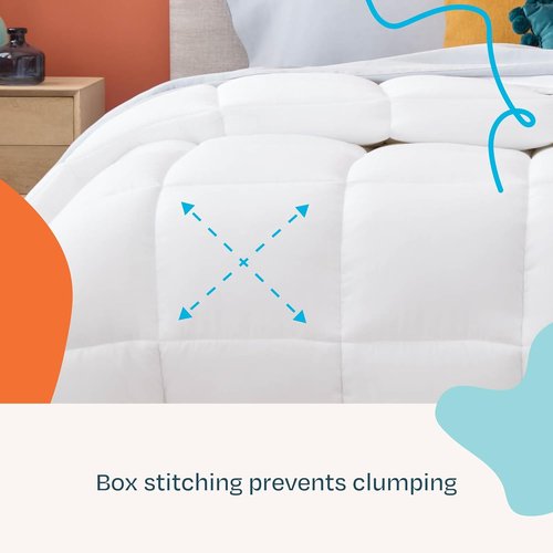 Linenspa White Down Alternative Comforter | All-Season Queen Size Duvet Insert with Box Stitch & 8 Loops