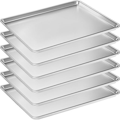 Half Size Baking Sheet Pan Set by [Brand Name] - Commercial Quality Aluminum Cookie Tray | 13" x 18" Prevents Warping