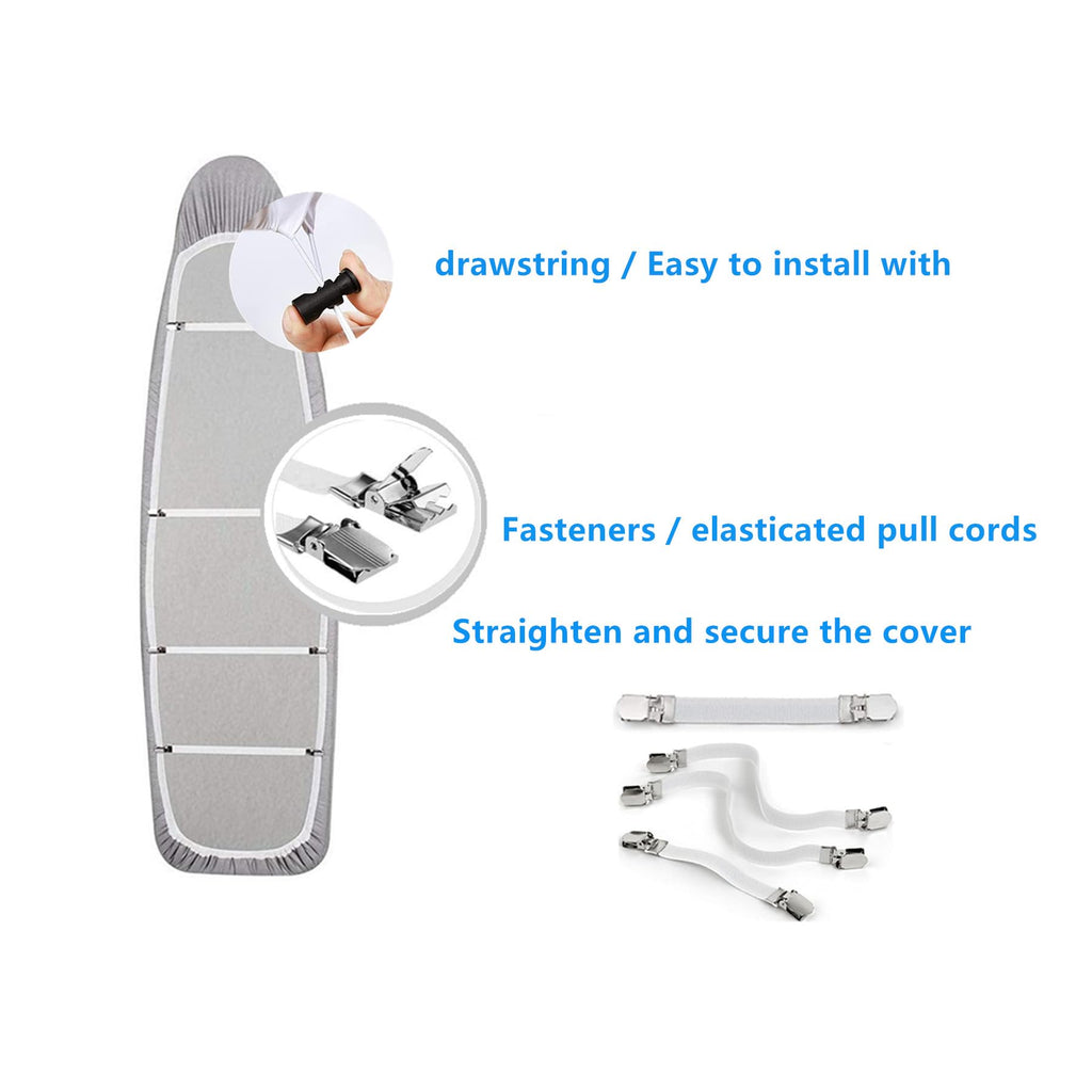 yazilan Extra Large Replacement Ironing Board Cover, 61.8x22.8 Inches, Drawstring Design for Easy Adjustment and Installation, Heavily Padded Ironing Board Cover with Scorch Resistant Pads