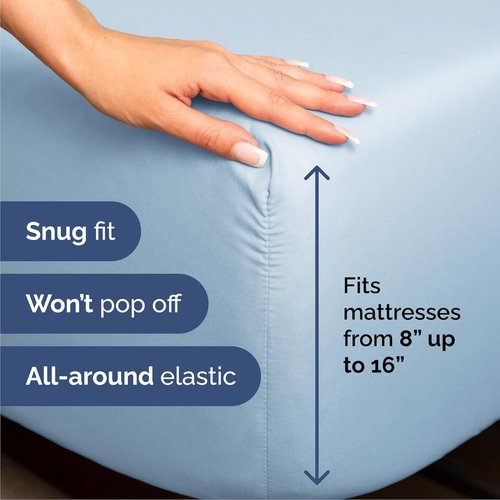 Cal King Size Sheet Set by Oeko-Tex | Comfy, Breathable & Cooling Luxury Bedding - Light Blue, 4 Pieces
