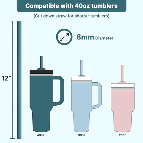 Lpaacat Silicone Straws for 40oz Stanley Cup,5 Pack Reusable Long Rubber Drinking Straw with Cleaning Brush for 20/30/50/64 oz Tumbler