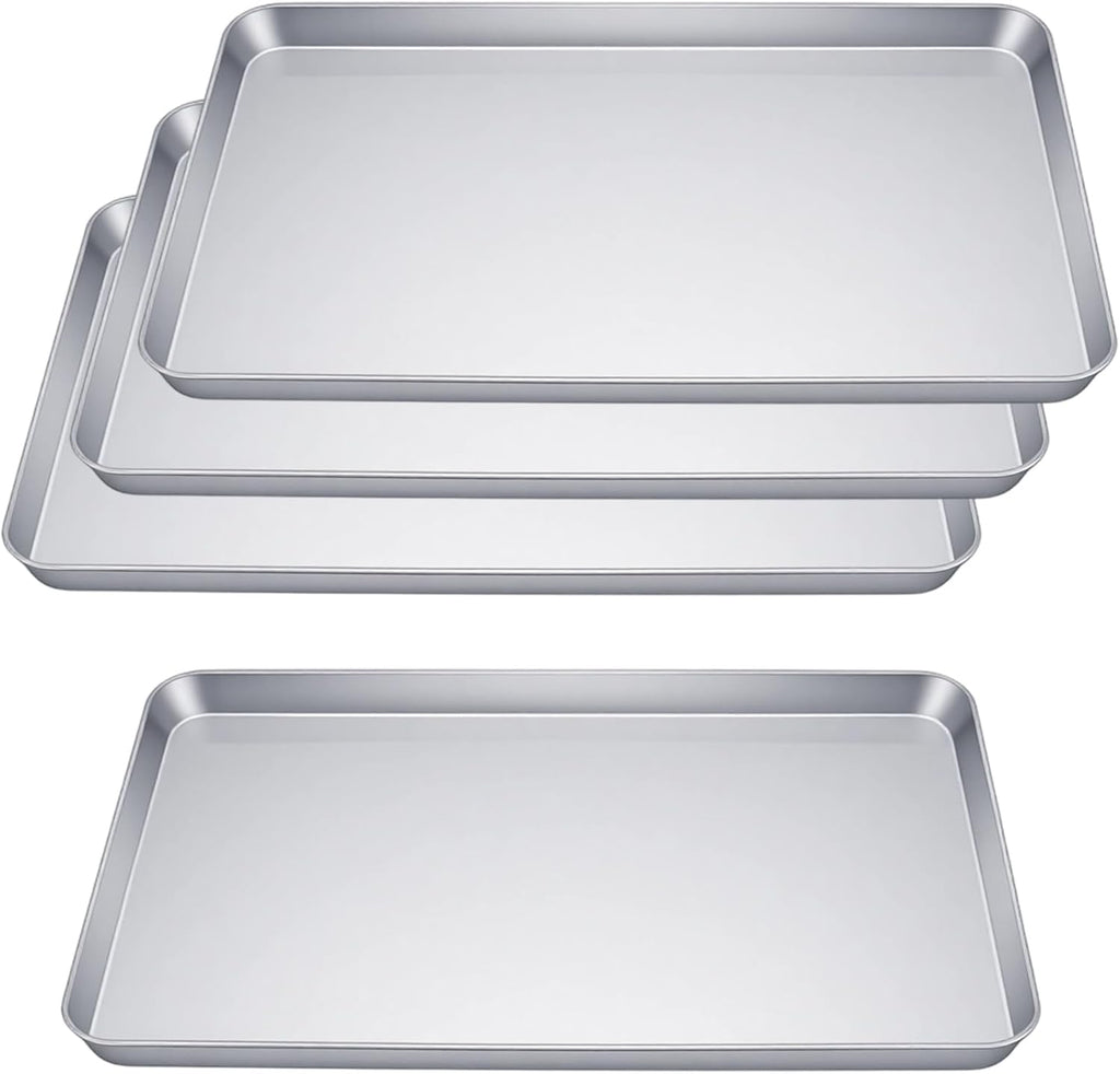 Skiennix Stainless Steel Baking Sheets - 4-Piece Set | Half Sheet Cookie Pans, 17.6 x 12.4 x 1 Inch