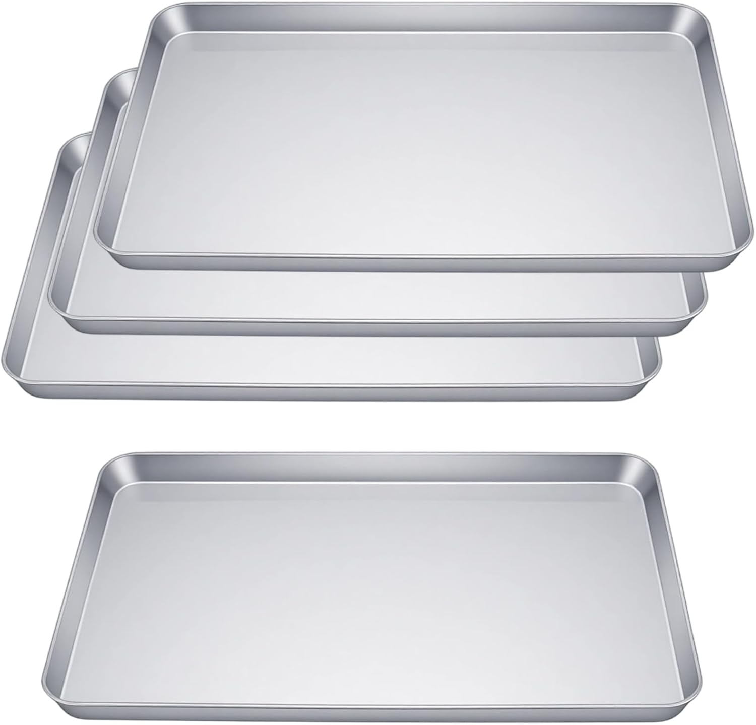Skiennix Stainless Steel Baking Sheets - 4-Piece Set | Half Sheet Cookie Pans, 17.6 x 12.4 x 1 Inch