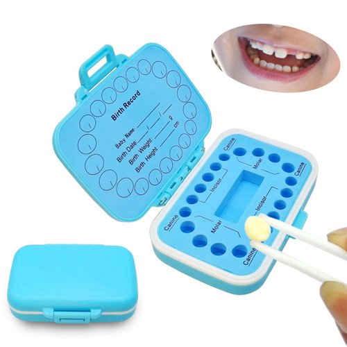 DENTIMICA Baby Keepsake Tooth Box PP Baby Milk Teeth Storage Holder Blue
