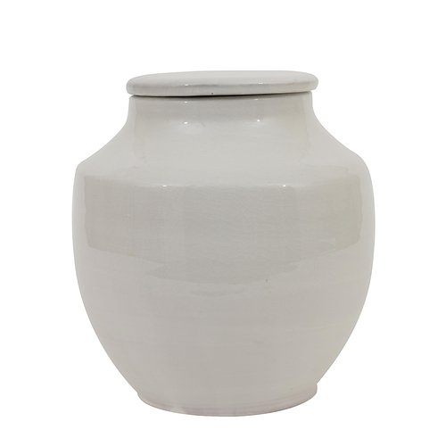 Creative Co-Op Small Round White Terracotta Cachepot