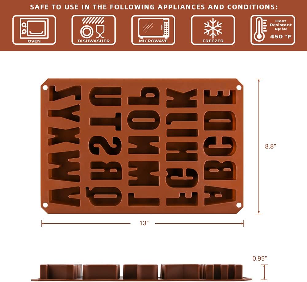 Skiennix 26-Cavity Silicone Alphabet Mold - Perfect for Crayons, Resin, Chocolate & Cake Decor