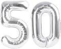 Foil Silver 50 Number Balloon - 40 Inch Birthday Party Decoration for Men & Women | Big Anniversary Supplies