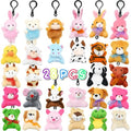 LUKBERA 28 Packs Plush Animals Keychain, Stuffed Animals Keychain Toys for Valentine's Day Easter Egg Fillers Classroom Exchange Gifts Goodie Bag