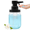 12oz Automatic Touch Sensor Liquid Glass Soap Dispenser, Hands-Free Mason Jar Soap Dispenser, Refillable Lotion Bottle for Bathroom Kitchen Countertop (Batteries Not Included)