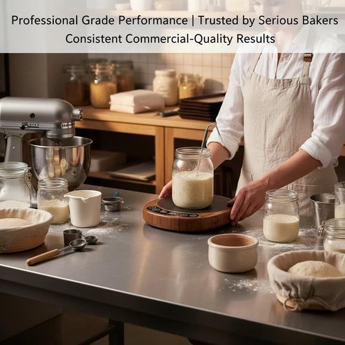 Risecret Pro 2026 Larger Sourdough Starter And Dough Warmer– Upgraded with Real-Time Dough Probe, Dual-Temp Display, 70-110°F Precision Control, 24H Timer Game Changer For Home Bakers White Wood