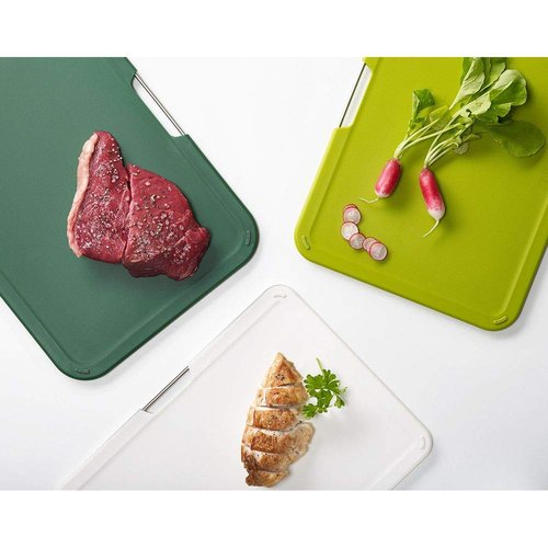Joseph Joseph Nest 3 Piece Color Coded Cutting Board Set With Storage Stand, Large - Green