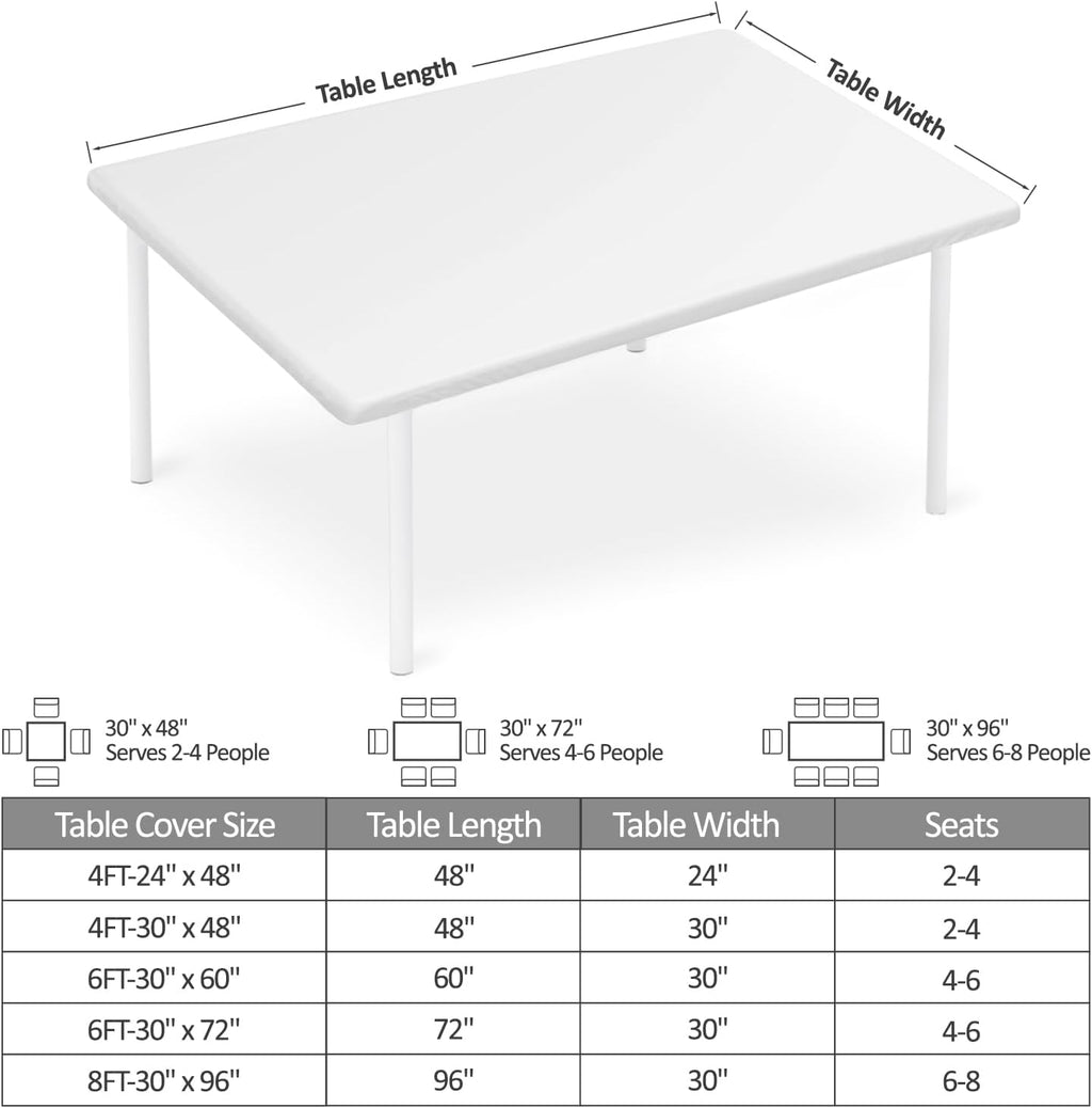 Skiennix Rectangle Wipeable Tablecloth - Fitted Waterproof Design for 6-Foot Tables | 30"x48", Leaves