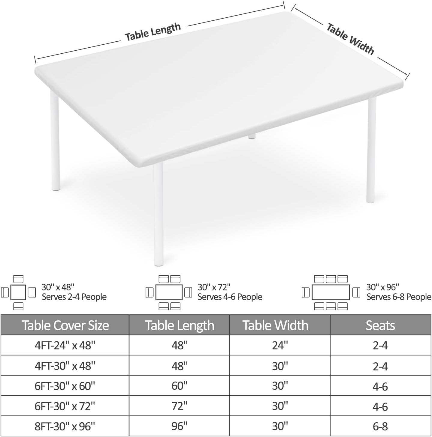 Skiennix Rectangle Wipeable Tablecloth - Fitted Waterproof Design for 6-Foot Tables | 30"x48", Leaves