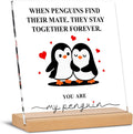 Romantic Penguin Acrylic Plaque - 5.9x5.9 Inch Clear Decor for Home & Office | Perfect Gift for Couples