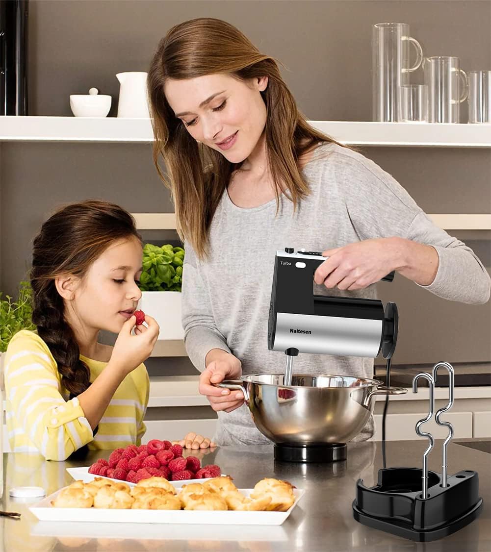 Skiennix 600W Electric Hand Mixer - 10-Speed Powerful Kitchen Mixer with Turbo for Baking & Whipping Cookies