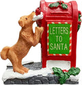 Skiennix Christmas Village Accessories - Letter to Santa Mailbox Set with Cute Puppy Resin Statues