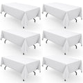 Pureegg Rectangle Table Cloth 60" x 102" – Durable Polyester Tablecloth Offers Reusable & Washable Protection, Ideal for Outdoor Party, Picnic, Wedding, Banquet and Birthday, 6 Pack, White