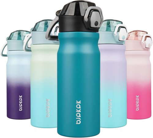 BJPKPK 18oz Insulated Water Bottle - Stainless Steel, BPA-Free, Leak-Proof with Lockable Flip Lid | Laguna Color