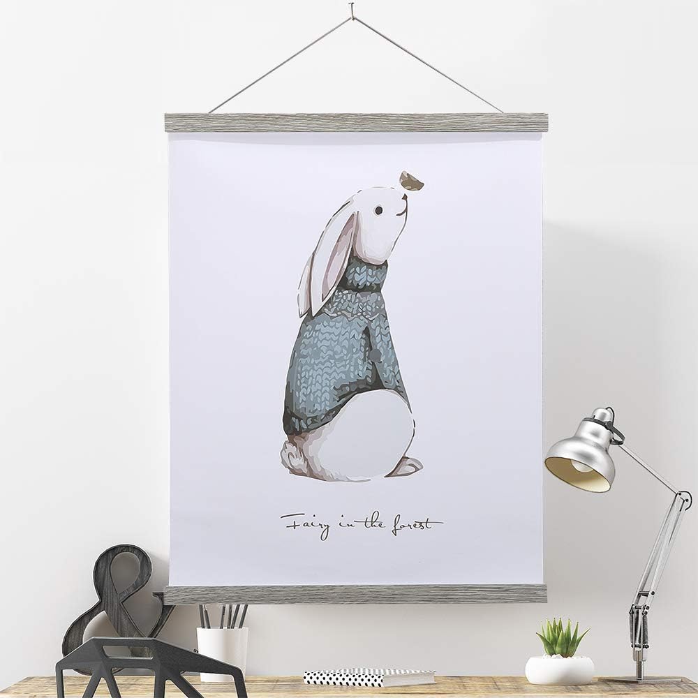Benjia Magnetic Poster Hanger - 40" Wooden Frame for Canvas & Artwork | Easy Wall Display (Grey)