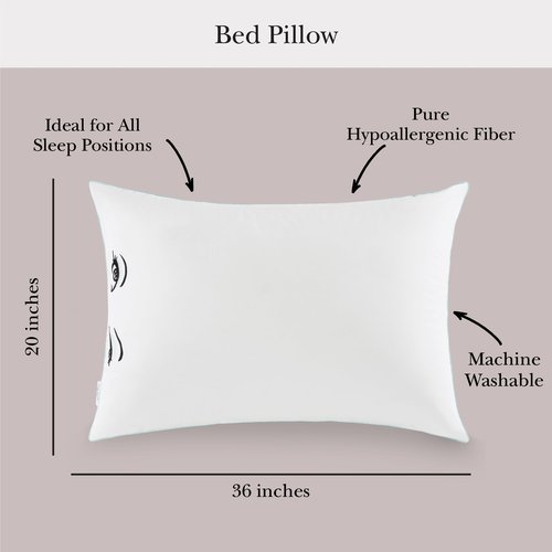 kate spade new york Winking Eyes 20" x 36", 233 Thread Count Medium Firm Pillows, Ideal for All Sleep Positions (Set of 2), King, White