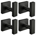 Matte Black Towel Hooks for Bathrooms, SUS304 Stainless Steel Shower Towel Hooks, Heavy Duty Robe Hook for Bathroom Kitchen, Square Coat Hooks for Hanging Towels,Coat,Robe&Sponge, Wall Mounted, 4Pack