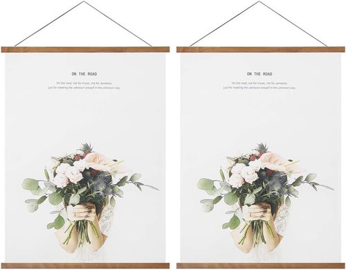 Miaowater Magnetic Wooden Poster Frames - 2 Pack for 16x16, 16x20, 16x22, 16x24 Art Prints | Light Teak Wood