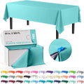 Party Solids Aqua Plastic Table Cover Roll - 54 Inch x 300 Feet with Slide Cutter for Easy Cutting