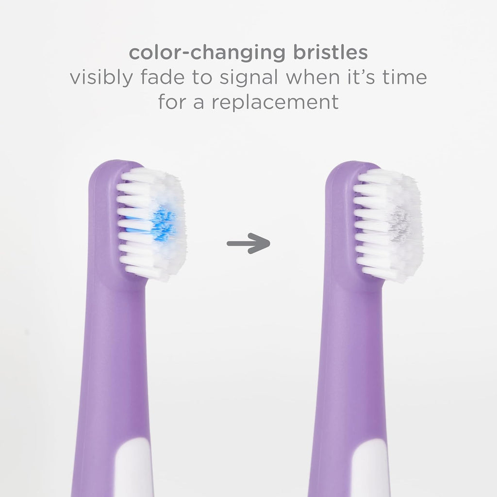 Ubbi Grow With Me Toothbrush Set - Silicone Finger Brush & 360° Soft Bristles - Smoothie Purple