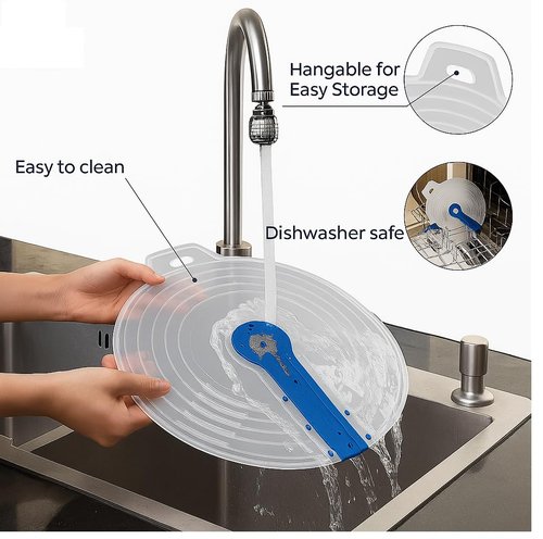12 Inch Mixing Bowl Splatter Guard – BPA-Free Anti-Splash Screen for Hand & Electric Mixers – Flexible Fit, Transparent Silicone & PP, Dishwasher Safe by Dependable Industries Blue