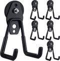 Landhoow Heavy Duty Magnetic Hooks - 6 Pcs Strong Storage Utility Hangers with Anti-Slip Rubber Coating | Black