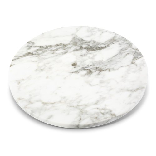 Koville 16'' Marble Lazy Susan Marble Turntable for Kitchen Dinning, Lazy Susans Organizer for Cabinet, Serving Rotation Spinning Tabletop Organizer Swiveling, Spice Rack Storage(Arabescato White)