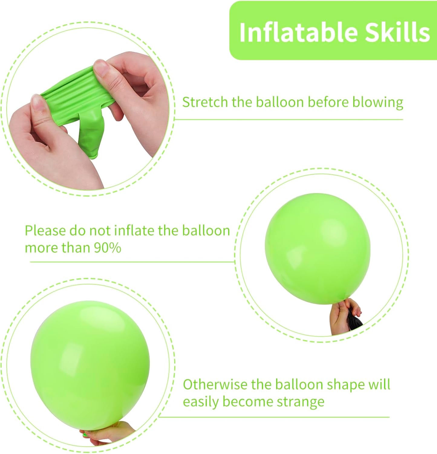 RUBFAC Lime Green Balloons - 129pcs Neon Latex Balloon Garland Kit for Birthday & Baby Shower Decor