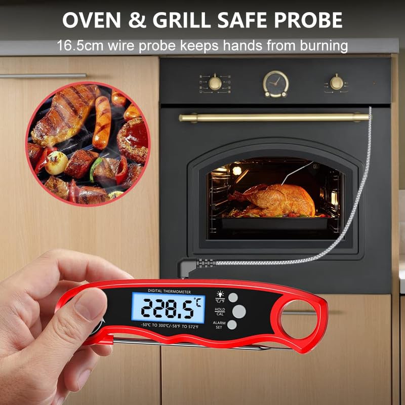 Skiennix Digital Meat Thermometer - Instant Read Dual Probe with Backlight LCD Display | Perfect for BBQ & Kitchen Use