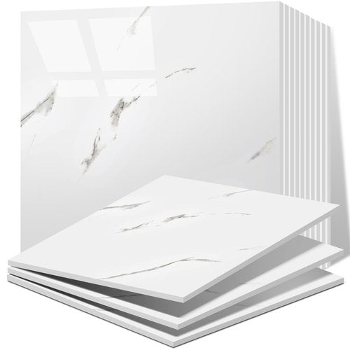 Vieshful 20pcs Peel and Stick Backsplash Tile，12"x12" Self Adhesive Marble Tile for Wall, PVC Waterproof Shower Wall Panels, Back Splash Stick on Tiles for Kitchen Bathroom Living Room (Not Real Tile)