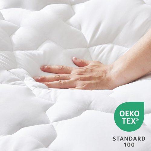 CozyLux Queen Mattress Pad - Breathable Cotton Cooling Topper for 8-21" Deep Pocket | Soft Quilted Protector (60"x80", White)