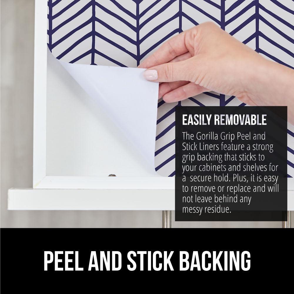 GORILLA GRIP® Peel and Stick Paper, Removable Cover for Books, Shelves, Countertops, Drawers, Cabinets and Crafts, Easy Install Kitchen Decor, Shelf, Drawer, Cabinet Liners, 17.5 in x 10 FT Blue White