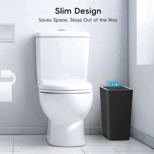 Lysam Small Trash Can, 3 Pack 4 Gallons Bathroom Garbage Can with Lid Press-Top, Small Waste Basket with Trash Bags, Slim Plastic Garbage Bin for Dorm, Office, Bedroom, Kitchen, Living Room (Multi)